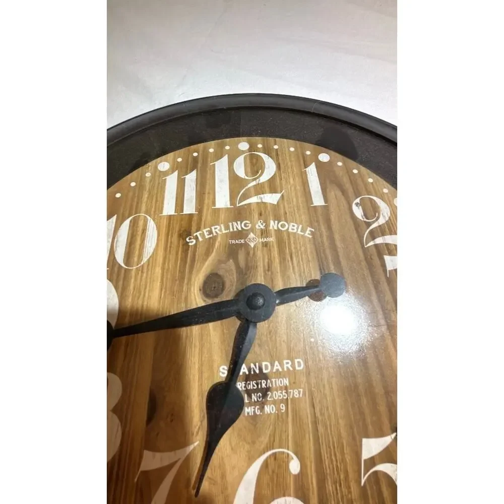 Sterling & Noble Wall Clock with Wood Grain Face